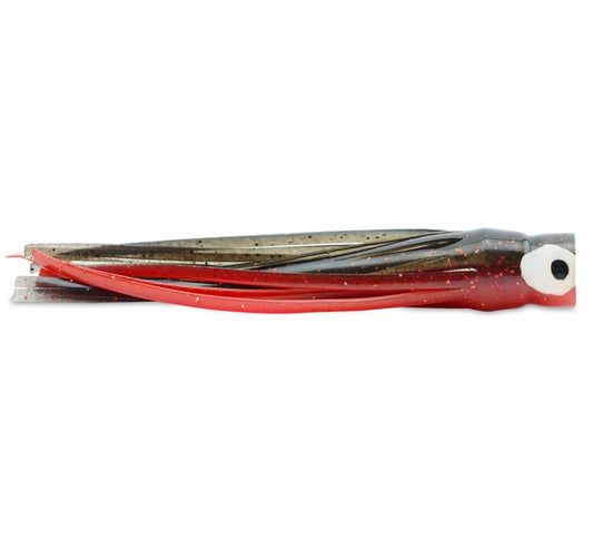 C&H, Lil Bubbler Lure, Black/Red Belly Skirt, Concave Head, 5.5 in / 14 cm