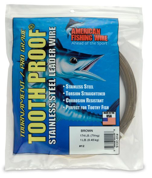#5 ToothProof Stainless Steel Single Strand Leader, 44 lb (20 kg) test, .014 in (0.36 mm) dia, Camo, VALUE PACK 100 ft (30.5 m)