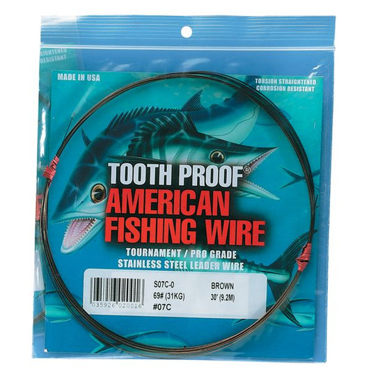 #3 ToothProof Stainless Steel Single Strand Leader, 32 lb (15 kg) test, .012 in (0.30 mm) dia, Camo, VALUE PACK 100 ft (30.5 m)