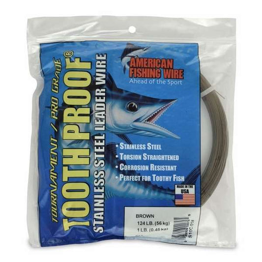 #10 ToothProof Stainless Steel Single Strand Leader, 124 lb (56 kg) test, .024 in (0.61 mm) dia, Camo, 1 lb (454 g)