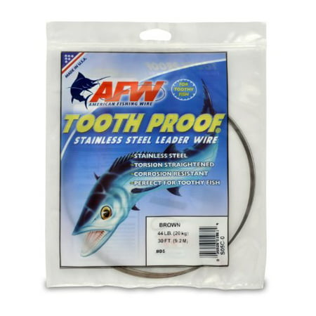 #7 ToothProof Stainless Steel Single Strand Leader, 69 lb (31 kg) test, .018 in (0.46 mm) dia, Camo, 1 lb (454 g)