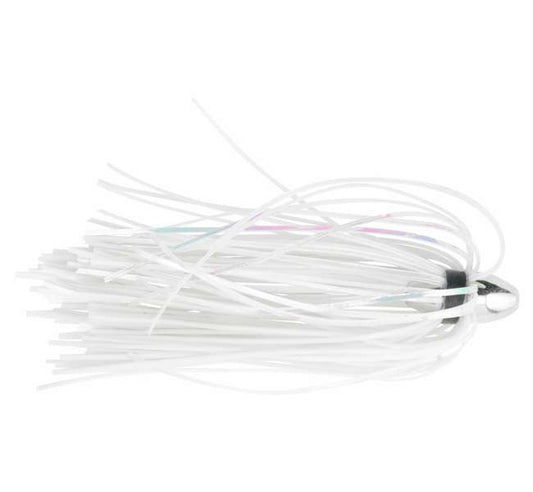 C&H, King Buster Lure, Iridescent Pearl/PearlMylar Skirt, 1/8 oz (3.5 g) Head, 2.5 in (6.35 cm), 3 pc